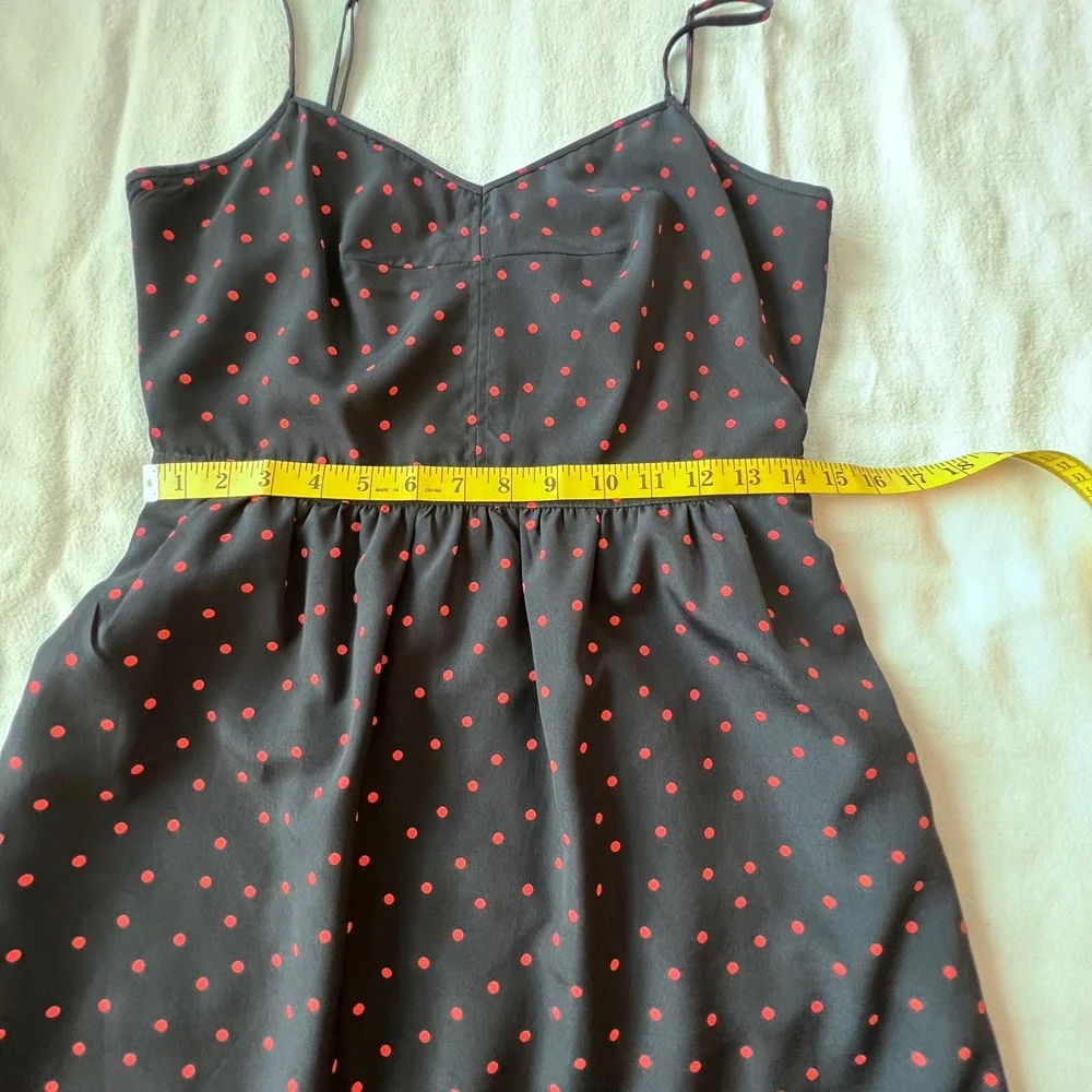 J. Crew Seaside Fit and‎ Flare Sun Dress Blue with Orange Polka Dots Women's 6